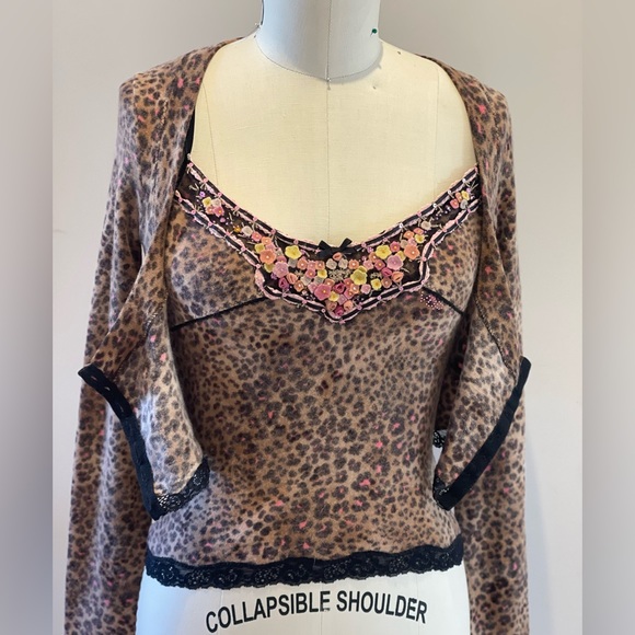 Vintage VDP collection Italy animal print set camisole (sz44) cardigan(sz40) - Picture 5 of 13